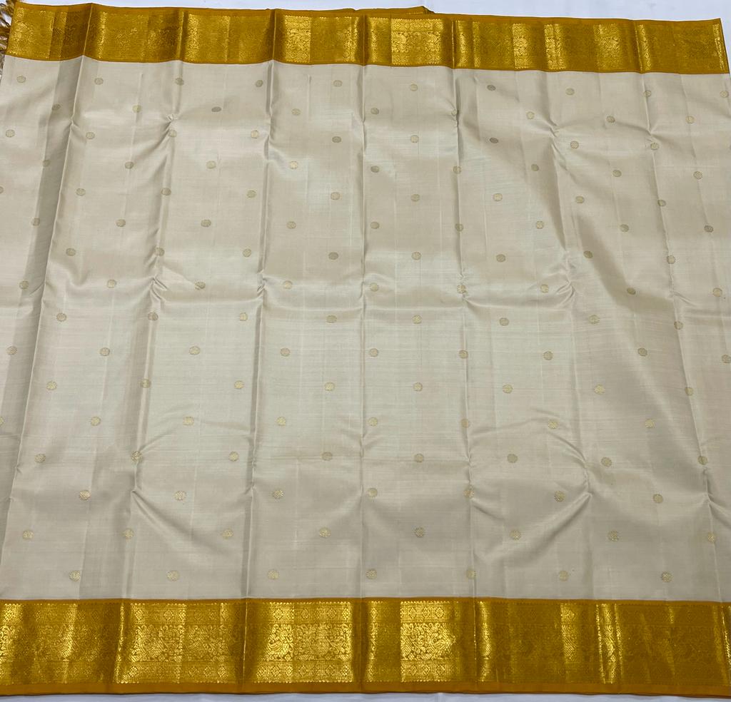 HALF WHITE / YELLOW KANCHI SAREE