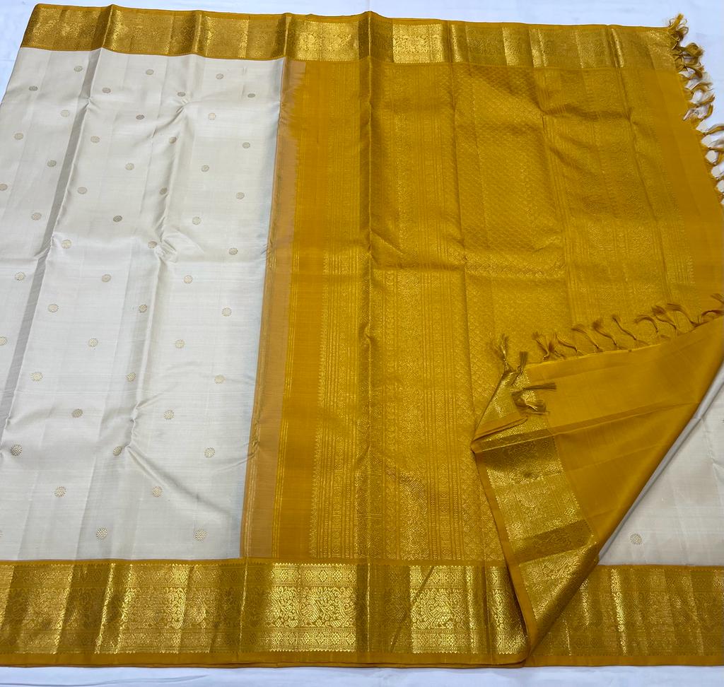 HALF WHITE / YELLOW KANCHI SAREE