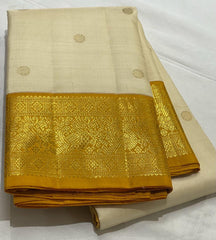 HALF WHITE / YELLOW KANCHI SAREE