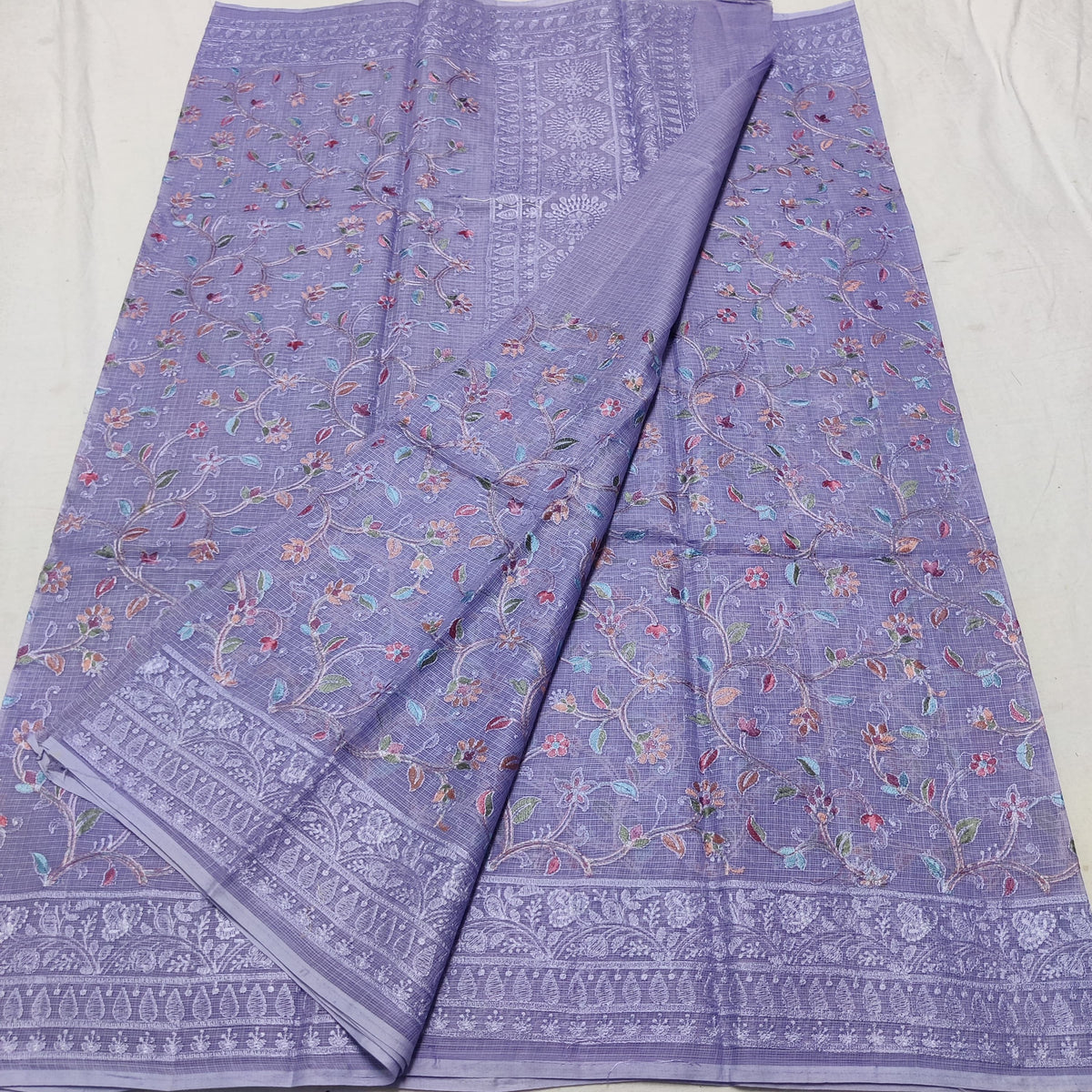 LAVENDER EMBROIDERY PURE COTTON KOTA HANDLOOM