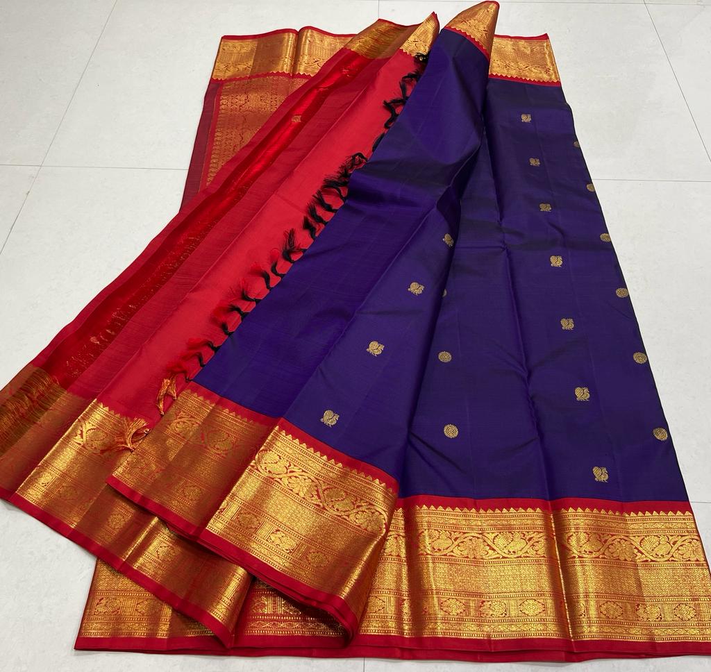 DARK PURPLE / RED KANCHI SAREE