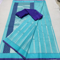 BLUE / GREY PURE ZARI KOTA SAREE