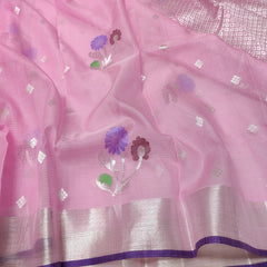 PINK PURE ZARI KOTA SAREE