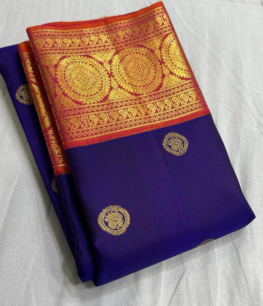 BLUE / ORANGE KANCHI SAREE