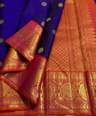 BLUE / ORANGE KANCHI SAREE