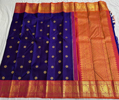 BLUE / ORANGE KANCHI SAREE