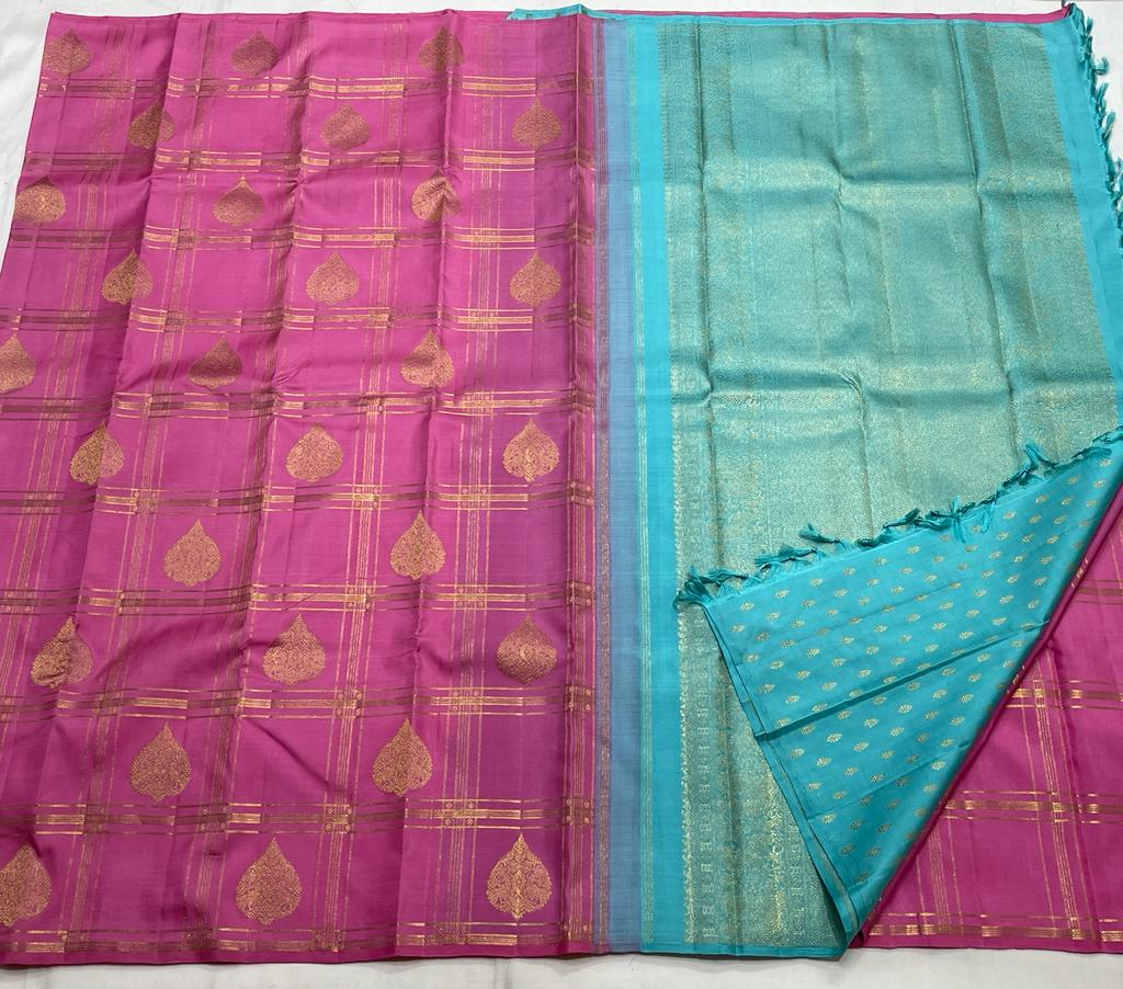 PINK / BLUE BORDERLESS SAREE