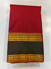RED CHECKS  KANCHI SAREE