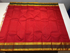 RED CHECKS  KANCHI SAREE