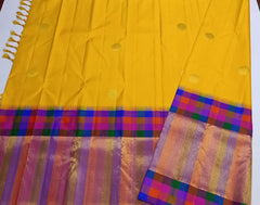 YELLOW TEMPLE  SILK SAREE