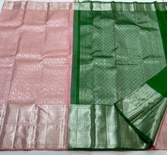 PEACH / GREEN KANCHI SAREE