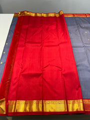 GREY RED KANCHI SAREE