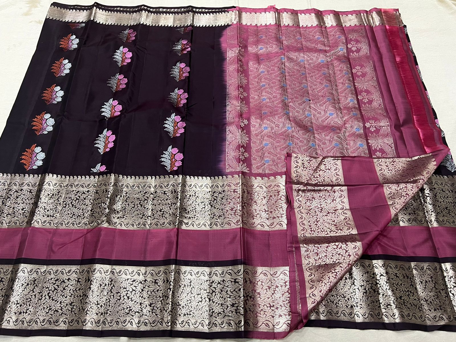 BROWN / PINK KANCHI SAREE