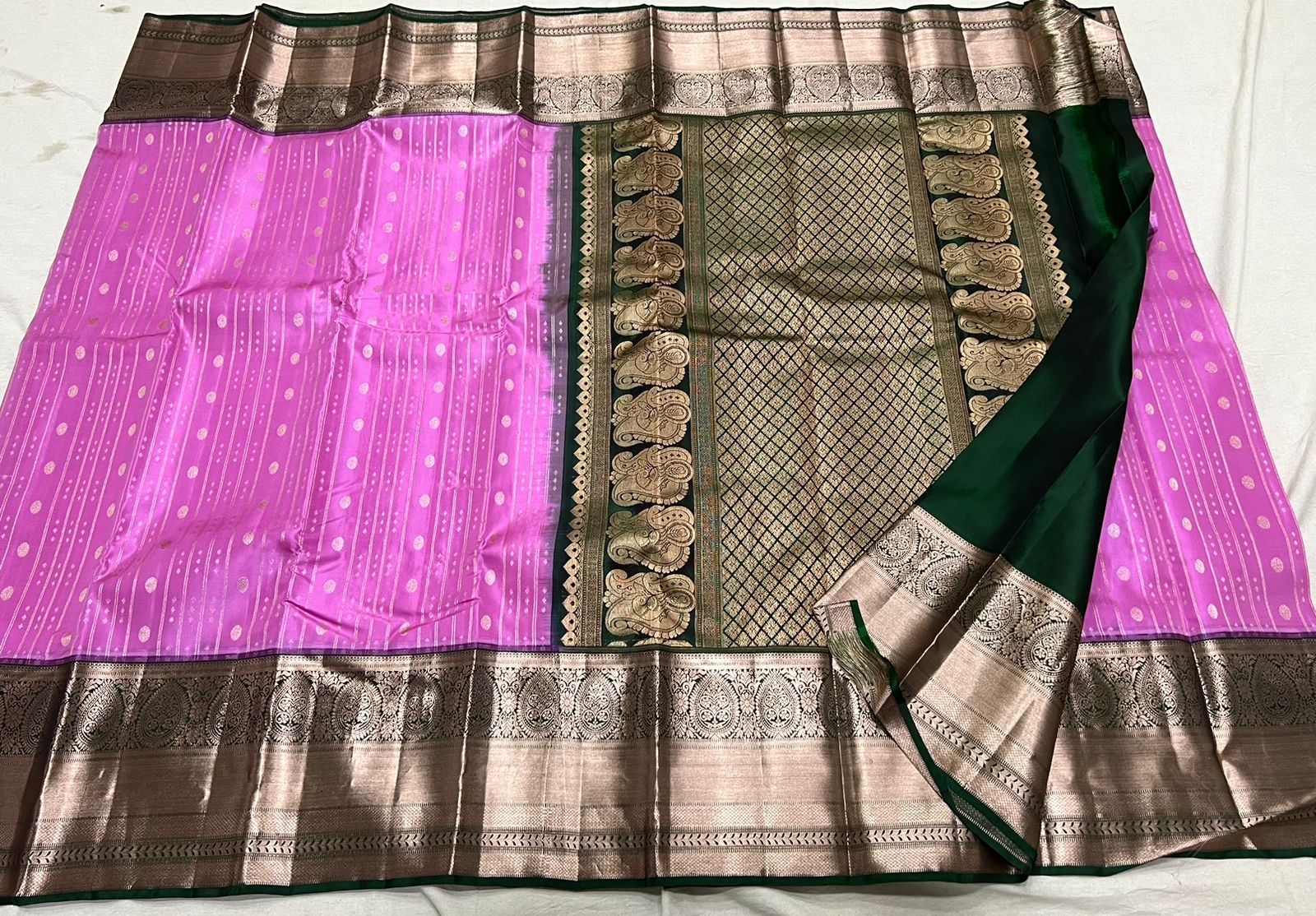 PINK / GREEN KANCHI SAREE