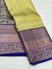 YELLOW / BLUE KANCHI SAREE