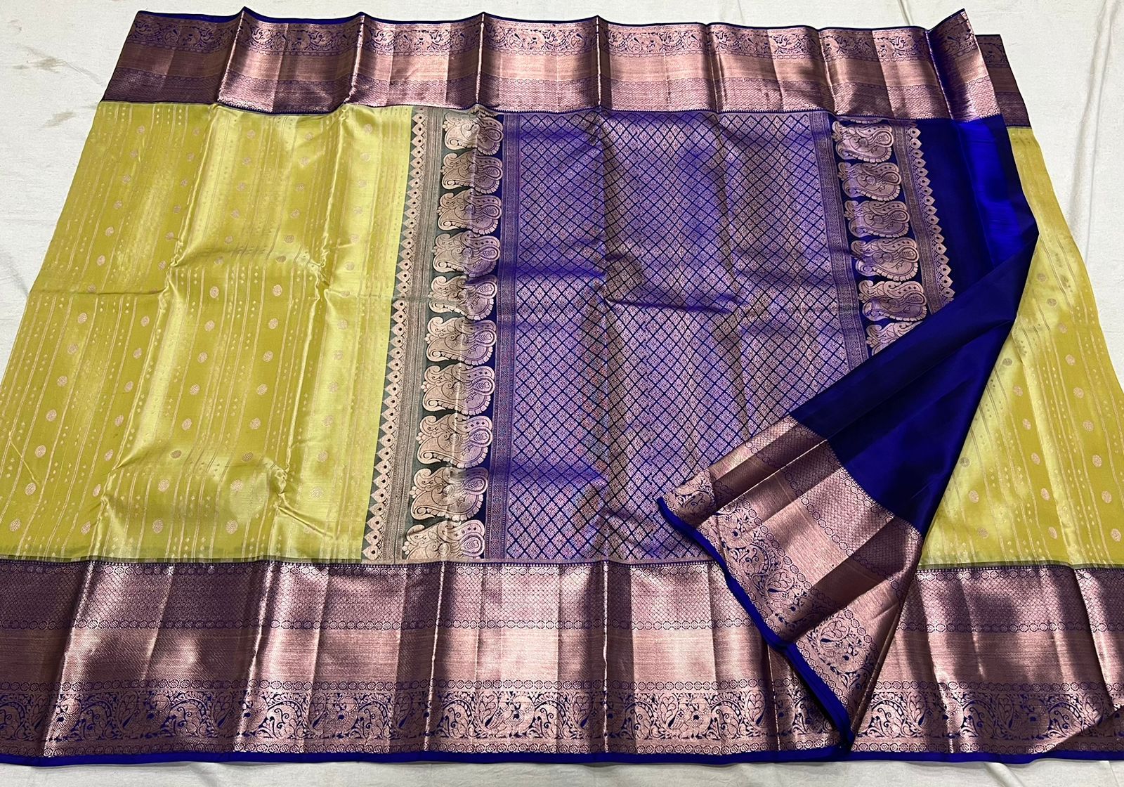 YELLOW / BLUE KANCHI SAREE