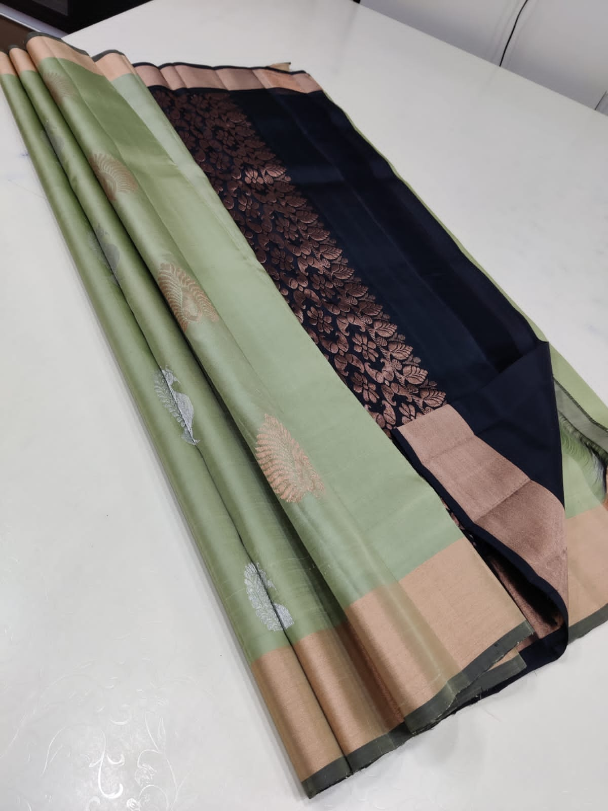 PISTA GREEN SOFT SAREES