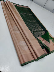 BEAIGE / EMERALD GREEN SOFT SAREES