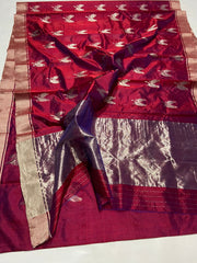 MAROON CHANDERI SAREE