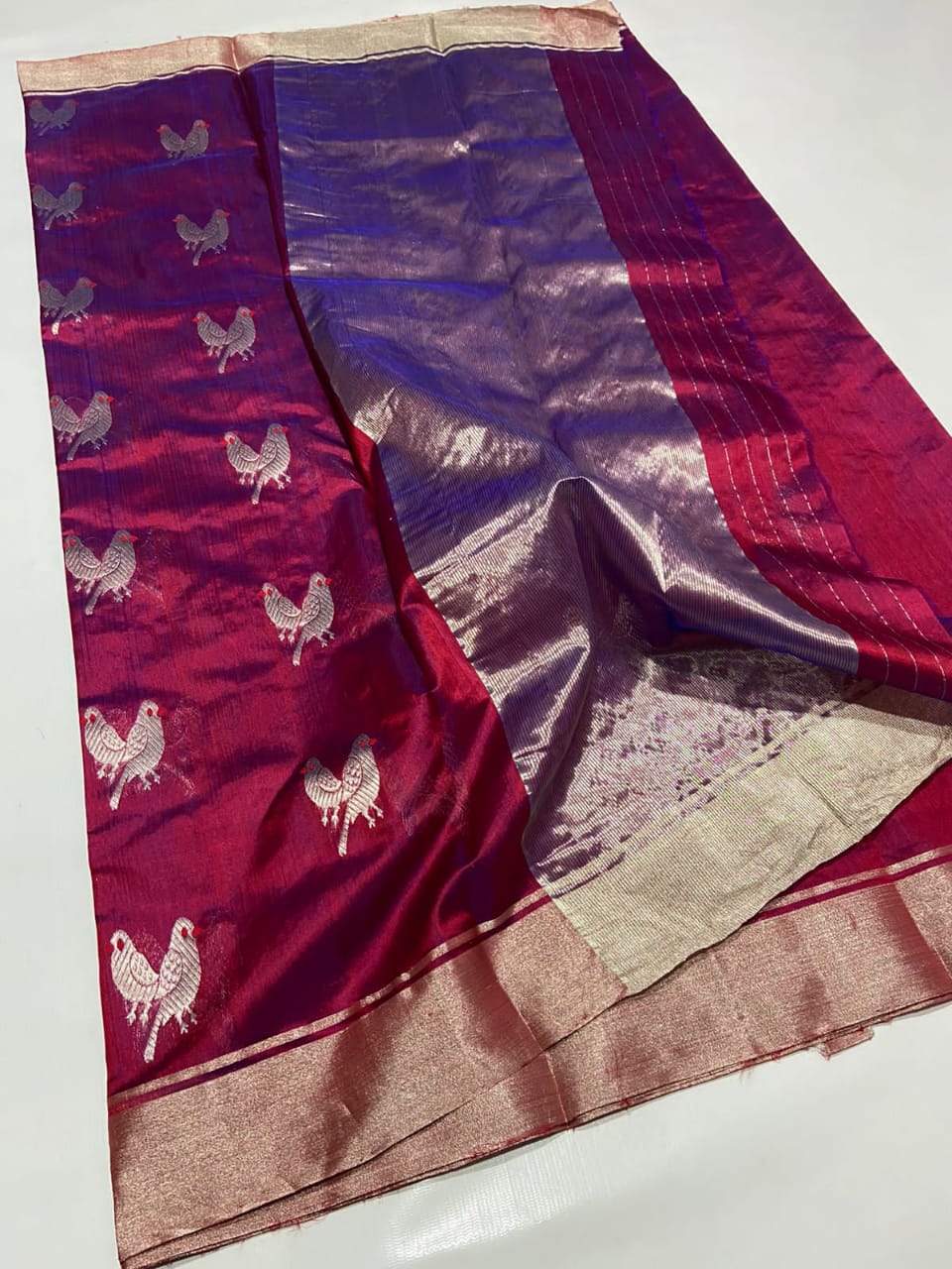 MAROON CHANDERI SAREE