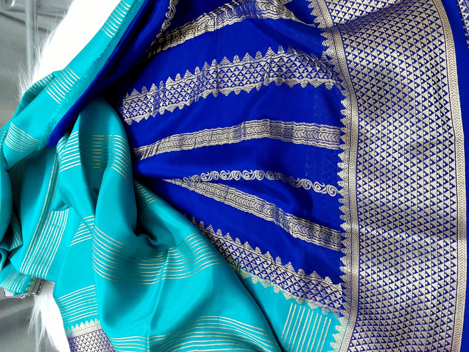 BLUE STRIPS MYSORE SILK SAREE