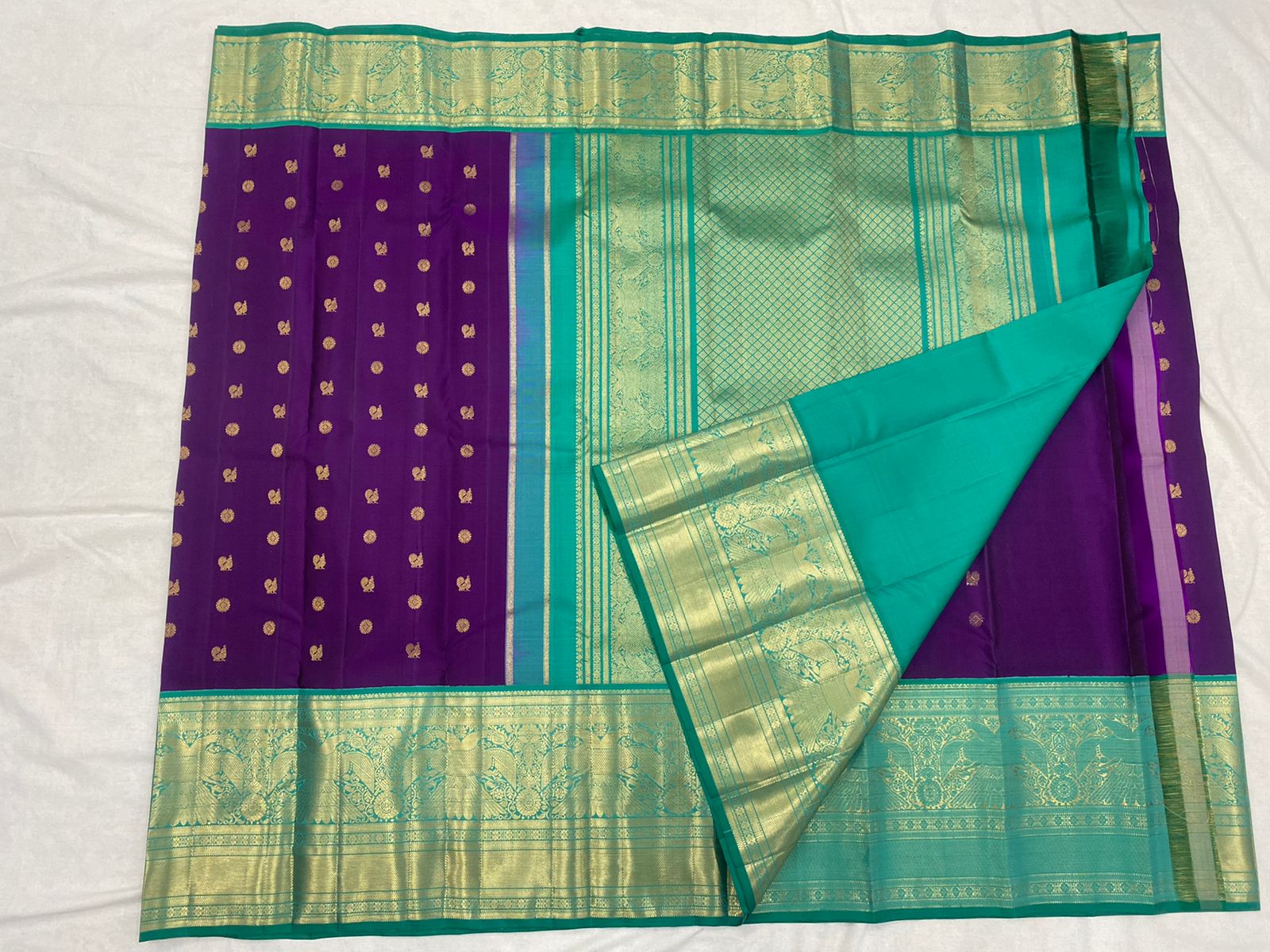 PURPLE / BLUE GADWAL PATTU SAREE