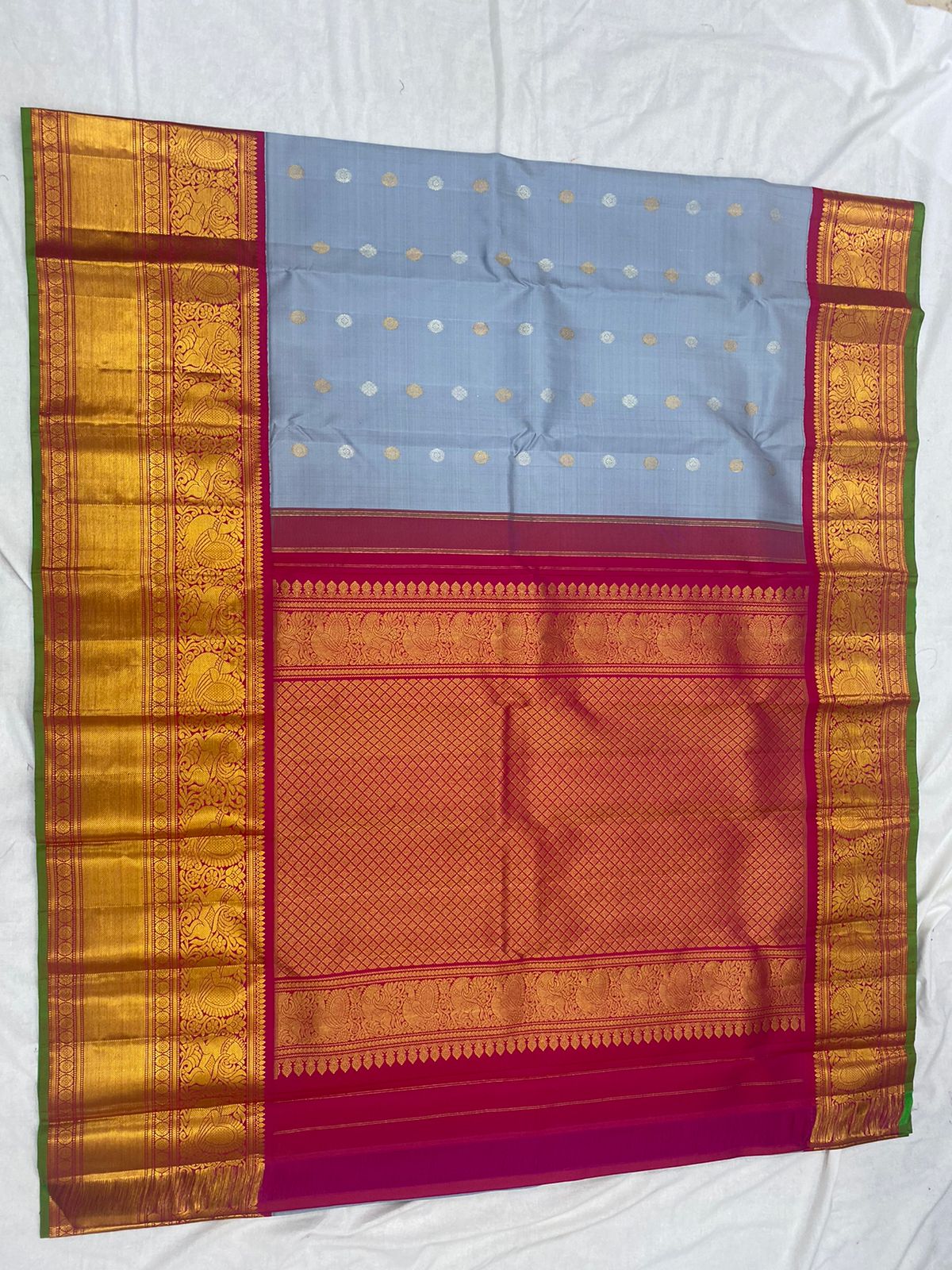 POWDER BLUE GADWAL PATTU SAREE