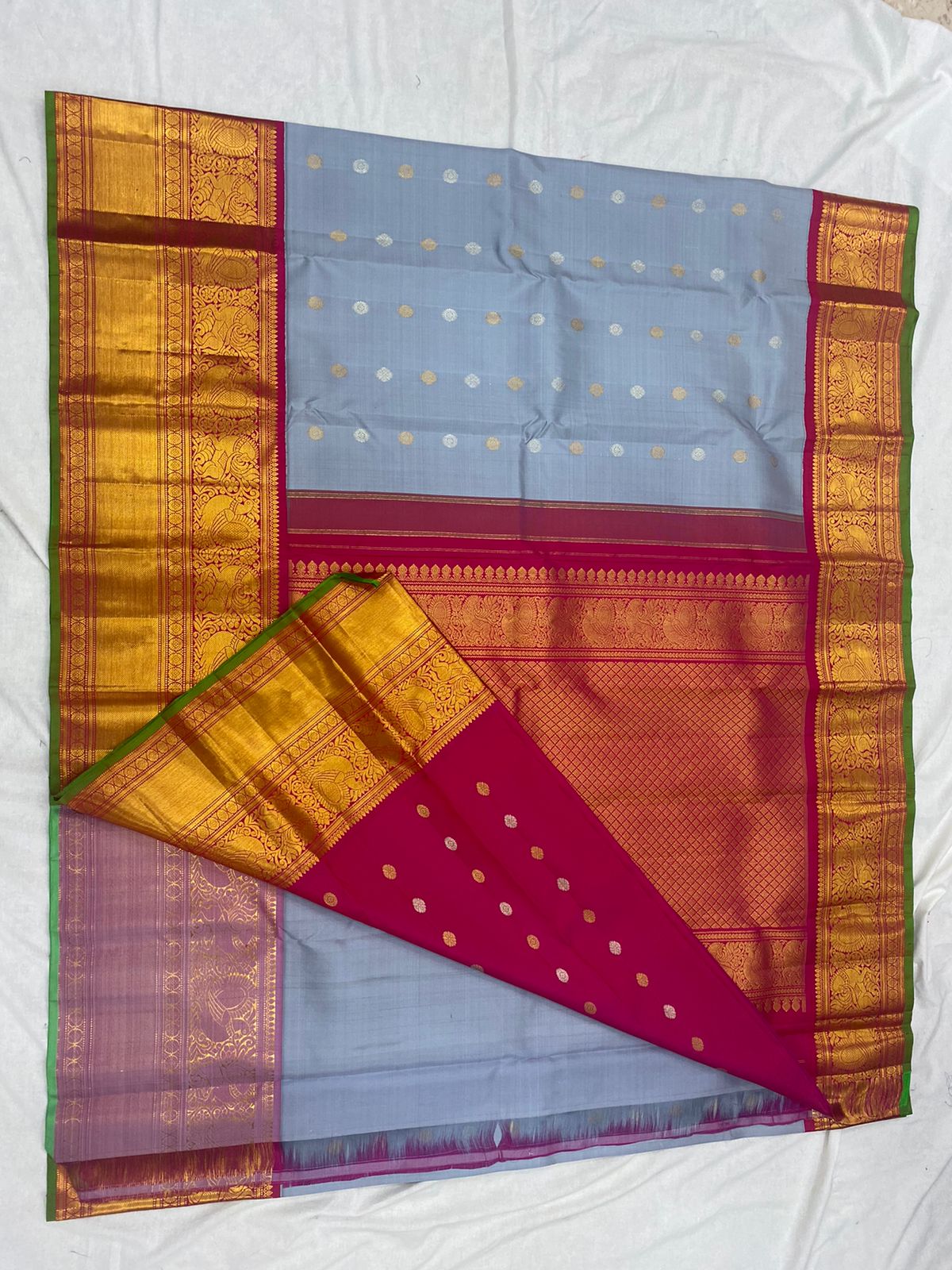 POWDER BLUE GADWAL PATTU SAREE