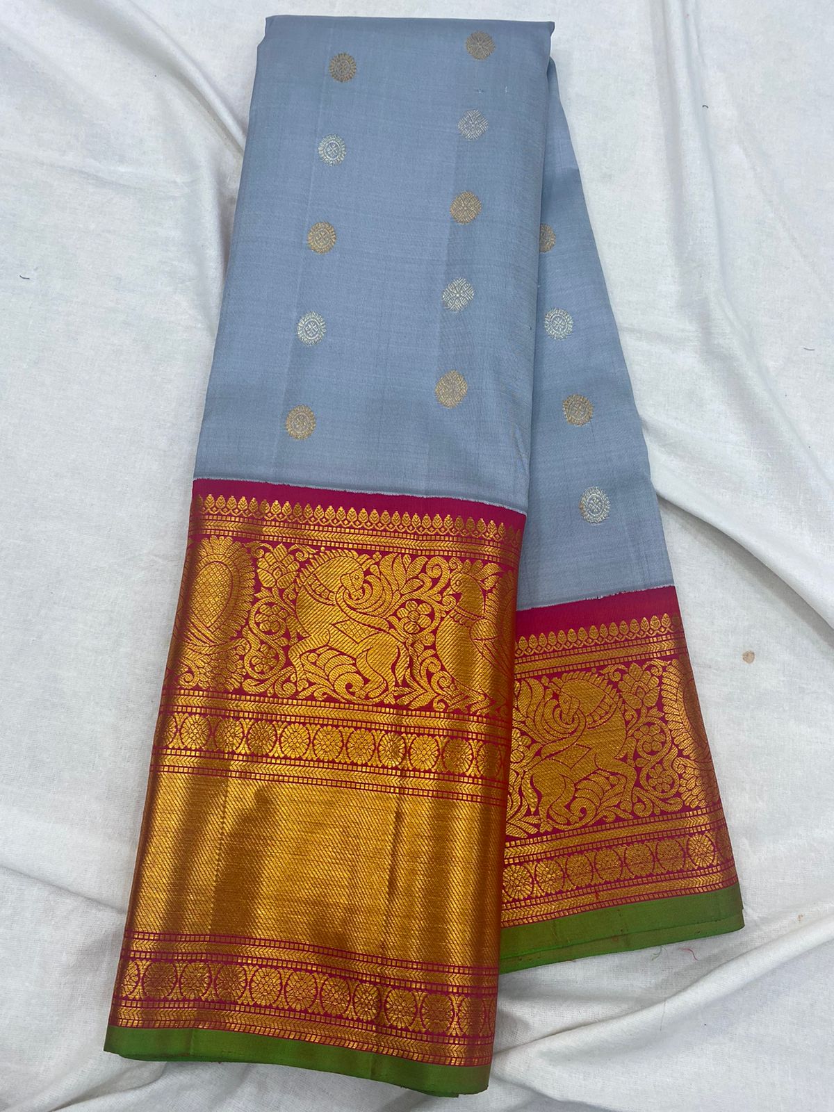 POWDER BLUE GADWAL PATTU SAREE