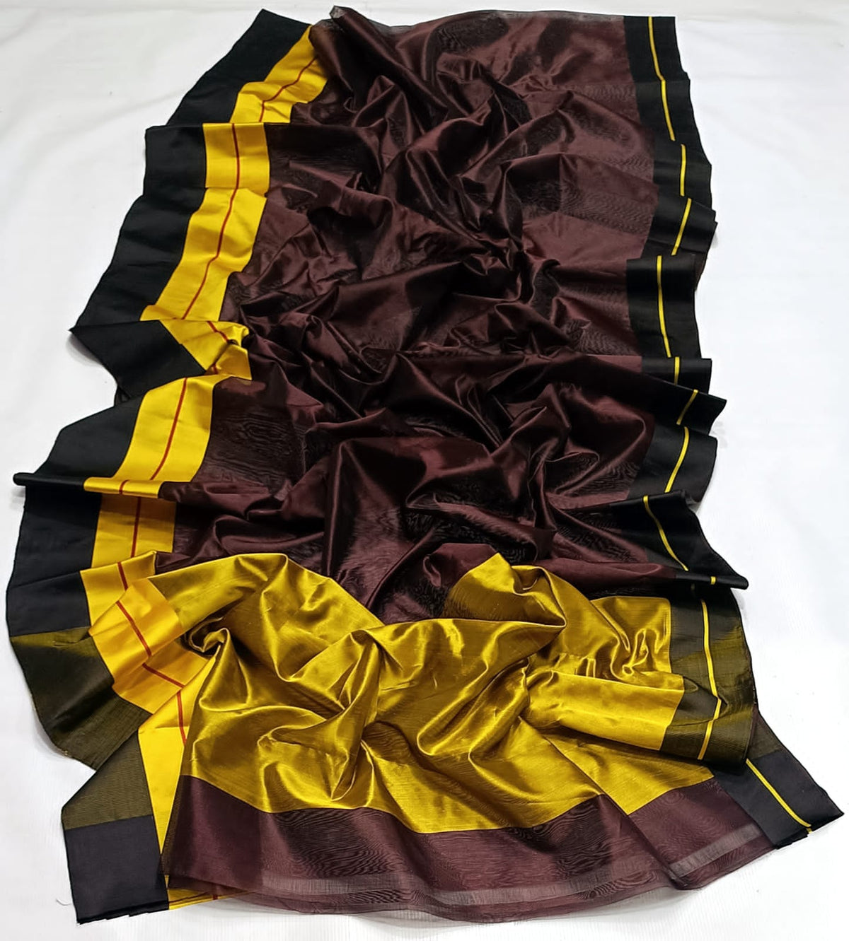 BROWN / BLACK CHANDERI SAREE