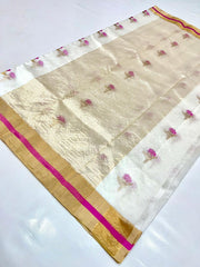 WHITE CHANDERI SAREE