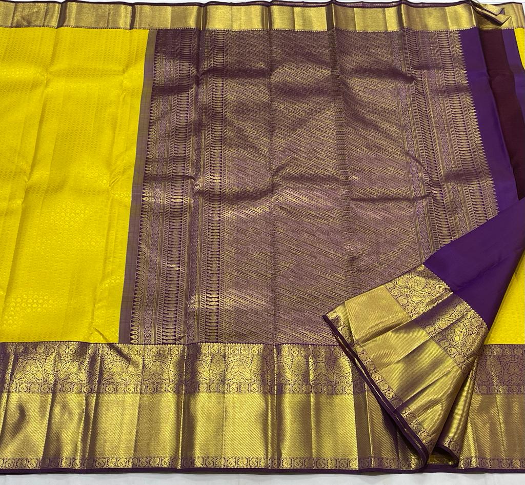 YELLOW / PURPLE KANCHI SAREE