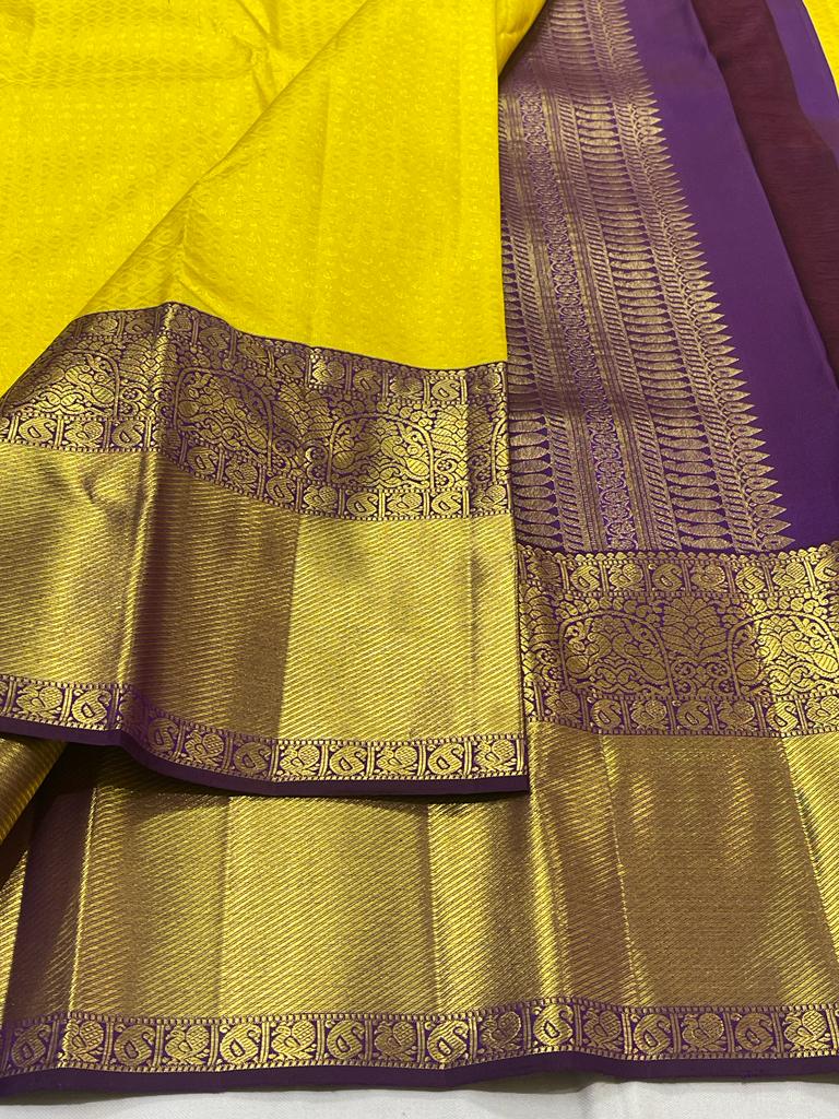 YELLOW / PURPLE KANCHI SAREE