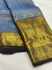 BLUE / GOLD KANCHI SAREE