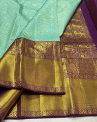 PISTA GREEN / PURPLE KANCHI SAREE