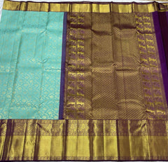 PISTA GREEN / PURPLE KANCHI SAREE