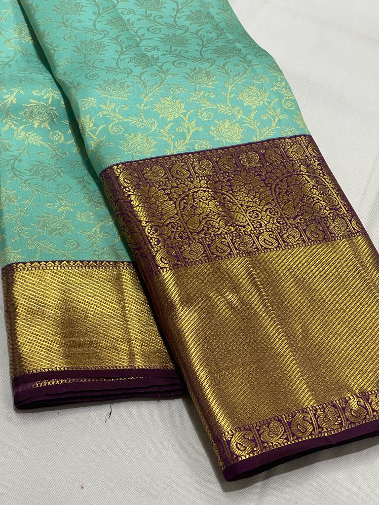 PISTA GREEN / PURPLE KANCHI SAREE