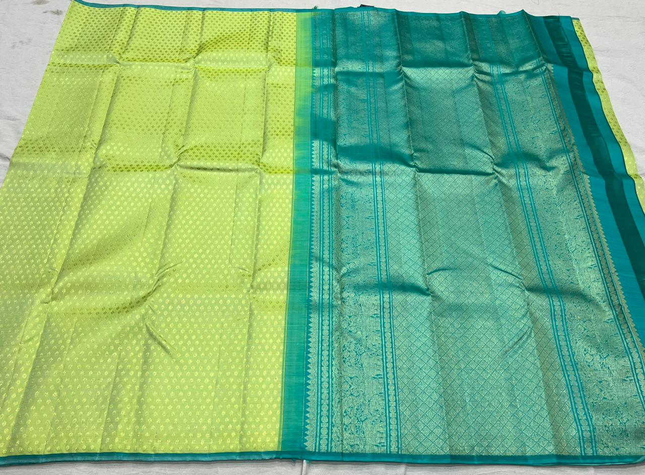 PISTA GREEN BORDERLESS SAREE