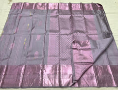 GREY / ROSE PINK KANCHI SAREE