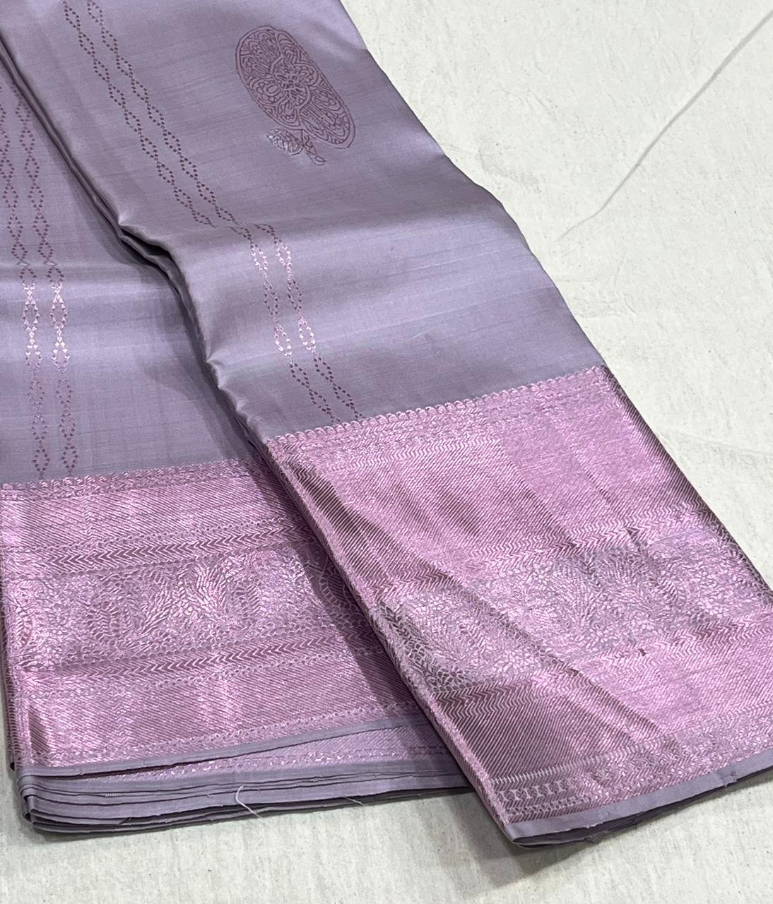 GREY / ROSE PINK KANCHI SAREE