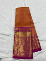 ORANGE / PINK GADWAL PATTU SAREE