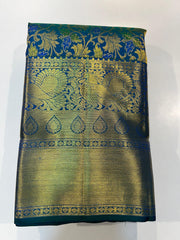 PEACOCK GREEN / BLUE DUAL KANCHI SAREE