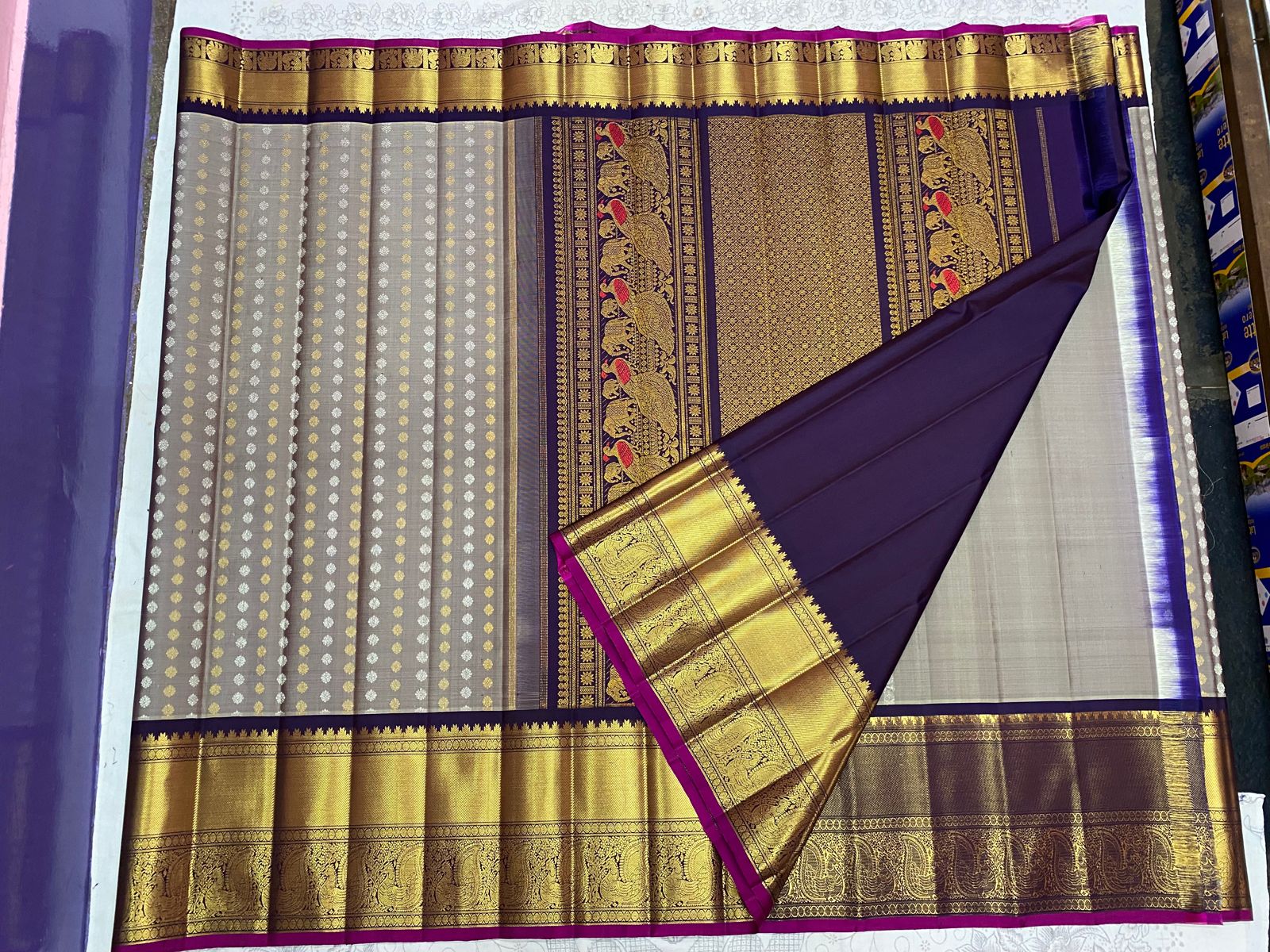 GREY BROWN GADWAL PATTU SAREE