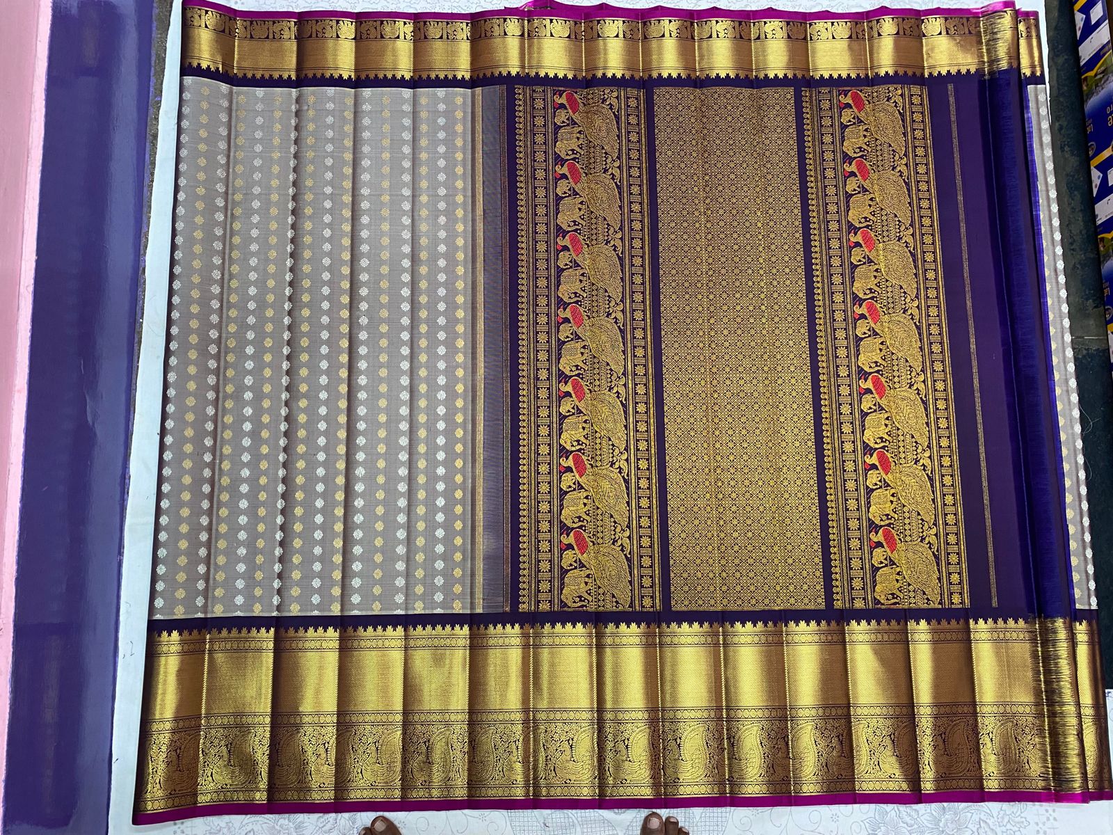 GREY BROWN GADWAL PATTU SAREE