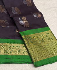 BROWN / GREEN KANCHI SAREE