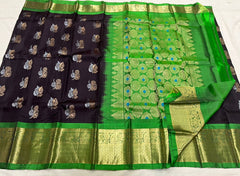 BROWN / GREEN KANCHI SAREE