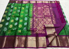 EMERALD GREEN / MAGENTA KANCHI SAREE