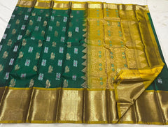 GREEN / MUSTARD YELLOW  KANCHI SAREE