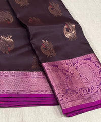 BROWN / MAGENTA PINK KANCHI SAREE