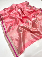 PEACH PINK  CHANDERI SAREE